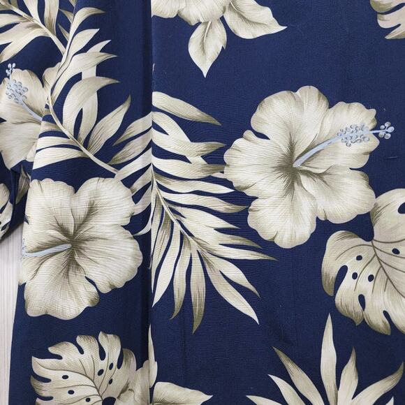 RJC Vintage Hawaiian print short sleeve button up shirt hibiscus & palm men's L - Picture 3 of 8